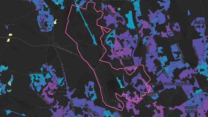 House price heatmap showing property values across Stoke-On-Trent