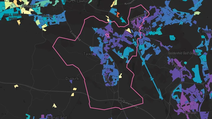 House price heatmap showing property values across Talke