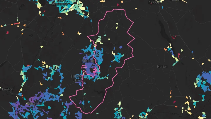 House price heatmap showing property values across Biddulph