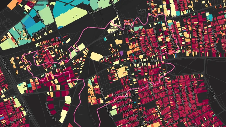 House price heatmap showing property values across Clapham Junction