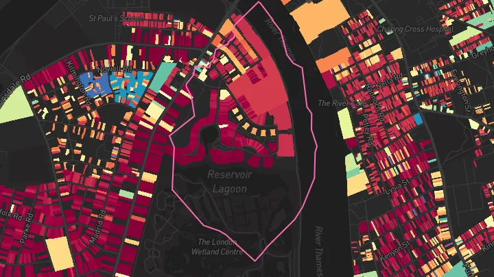 House price heatmap showing property values across Hammersmith
