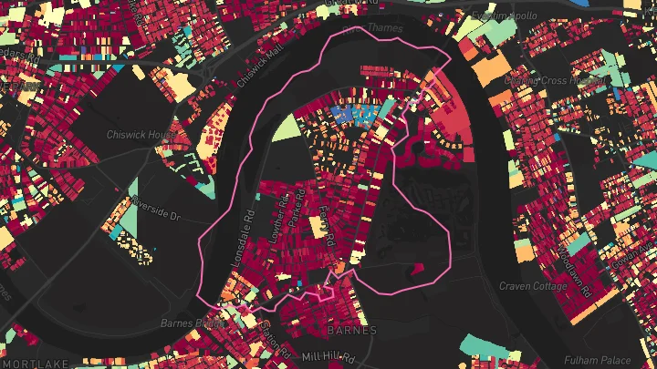 House price heatmap showing property values across Ravenscourt Park