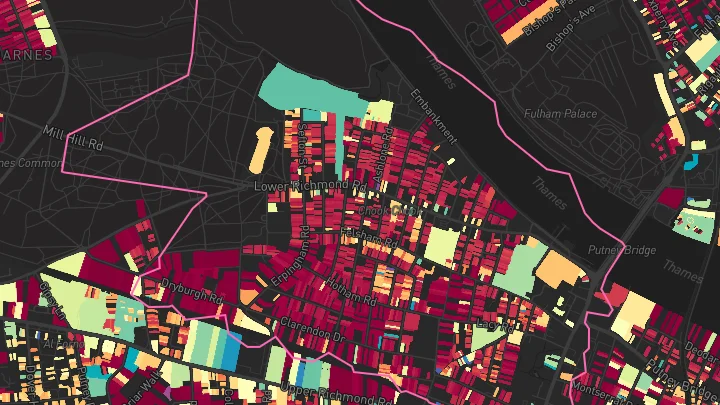 House price heatmap showing property values across Putney