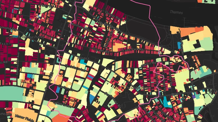 House price heatmap showing property values across East Putney