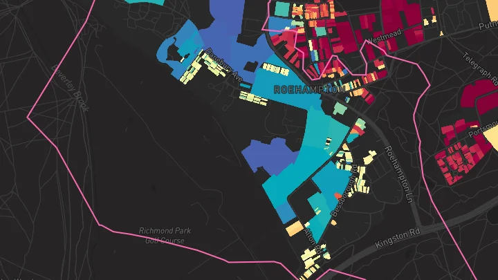 House price heatmap showing property values across Barnes