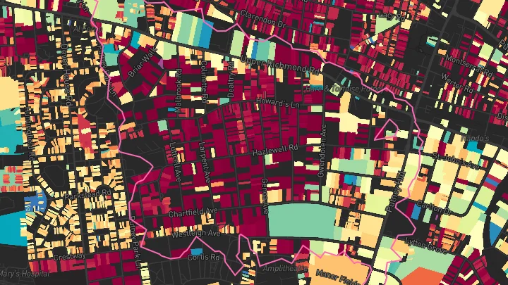 House price heatmap showing property values across Putney