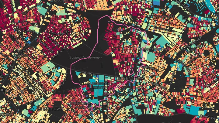 House price heatmap showing property values across Streatham