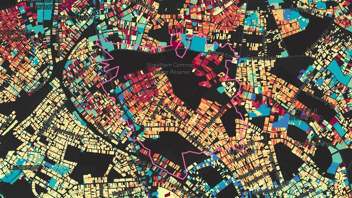 House price heatmap showing property values across Norbury