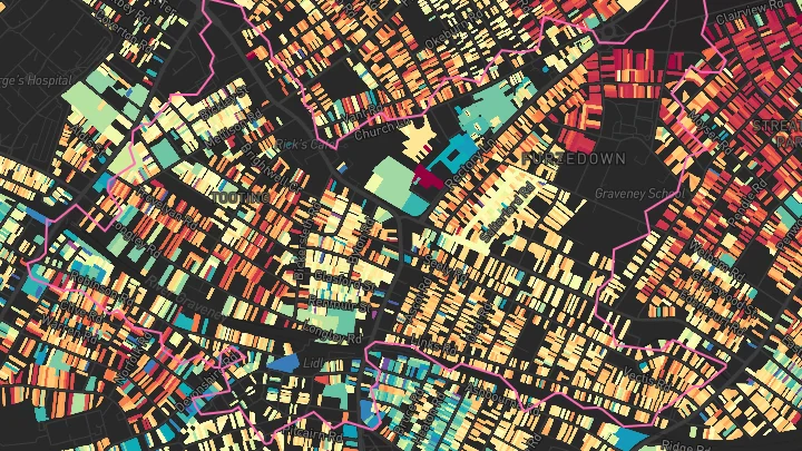 House price heatmap showing property values across Tooting