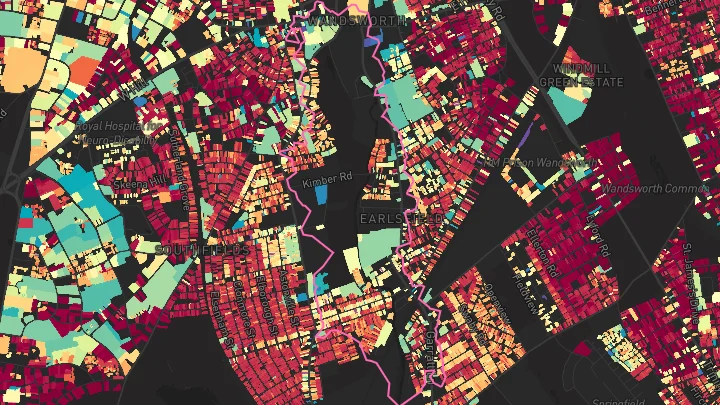 House price heatmap showing property values across Earlsfield