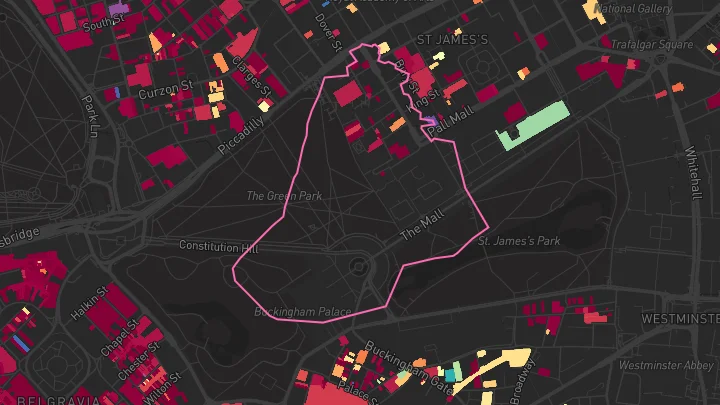 House price heatmap showing property values across Green Park