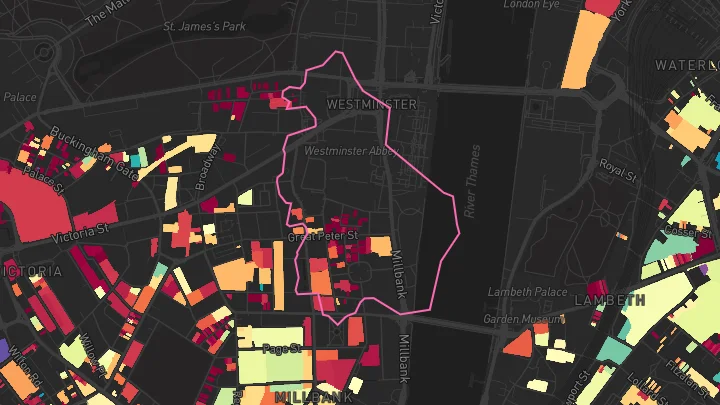House price heatmap showing property values across Westminster