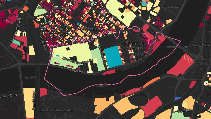 House price heatmap showing property values across Pimlico