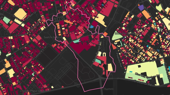 House price heatmap showing property values across Sloane Square