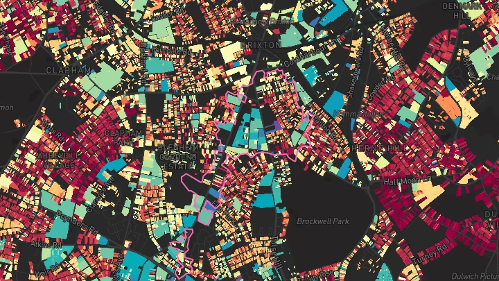 House price heatmap showing property values across Brixton