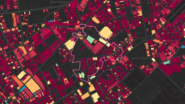 House price heatmap showing property values across South Kensington