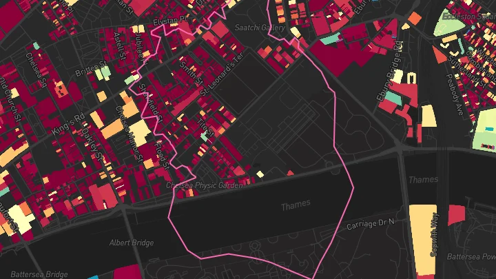 House price heatmap showing property values across Sloane Square