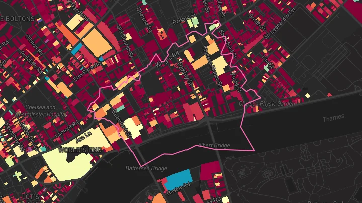 House price heatmap showing property values across South Kensington