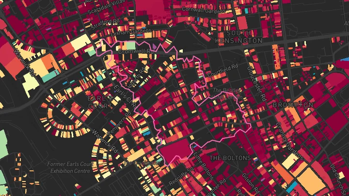 House price heatmap showing property values across Gloucester Road
