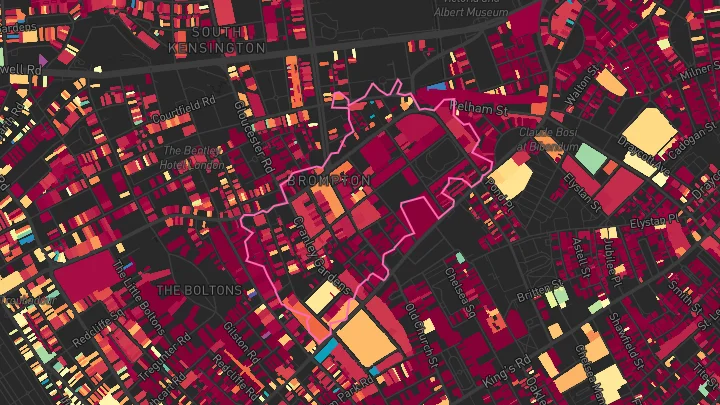 House price heatmap showing property values across South Kensington