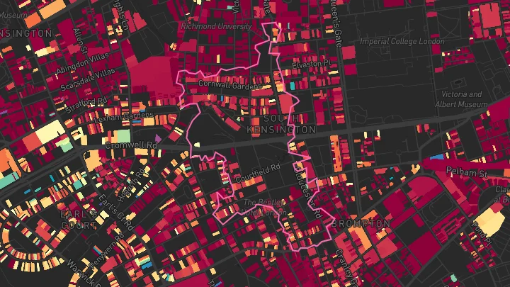 House price heatmap showing property values across Gloucester Road