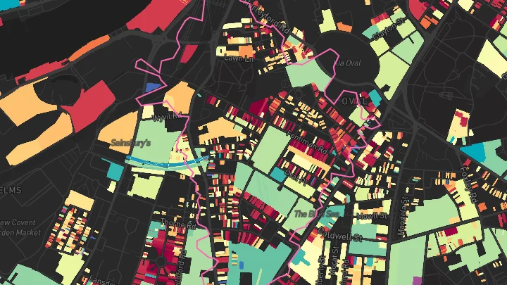 House price heatmap showing property values across Vauxhall