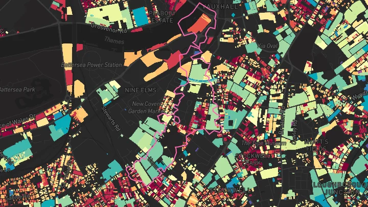 House price heatmap showing property values across Nine Elms