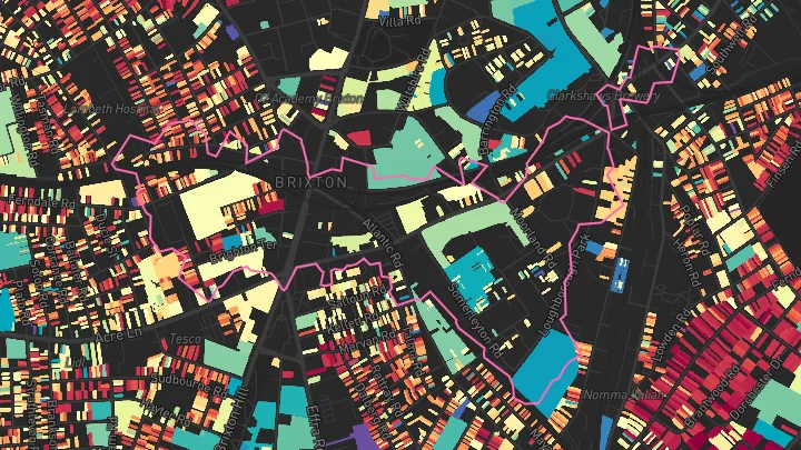 House price heatmap showing property values across Brixton
