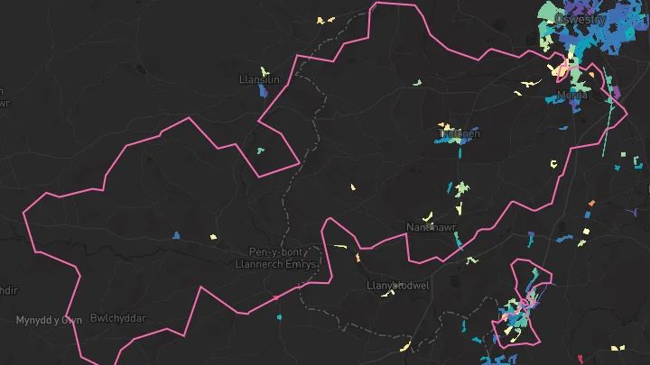 House price heatmap showing property values across Morda