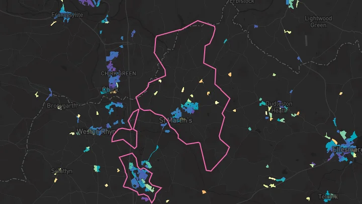 House price heatmap showing property values across St Martins