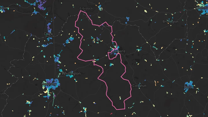 House price heatmap showing property values across Dudleston Heath