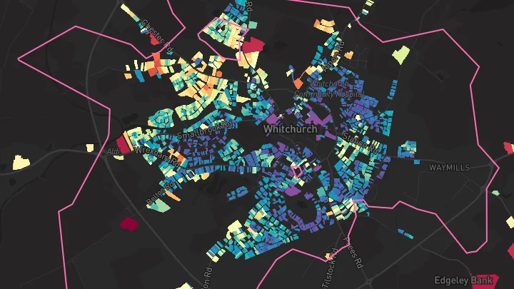 House price heatmap showing property values across Whitchurch