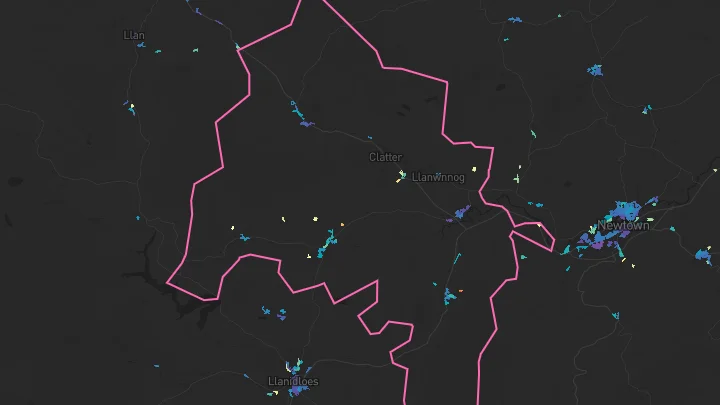 House price heatmap showing property values across Carno