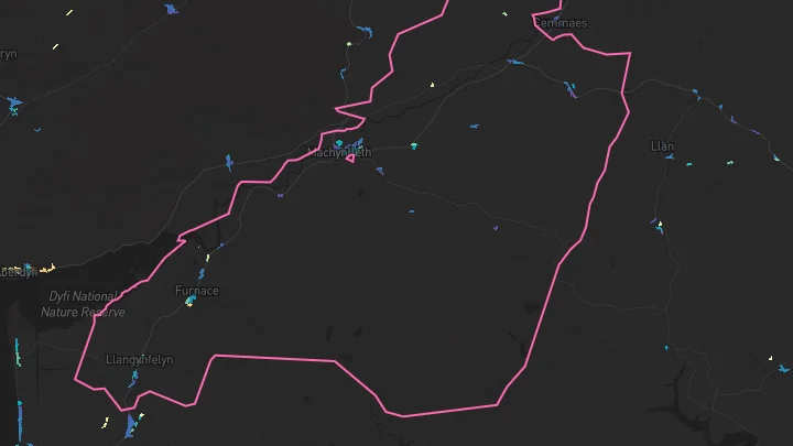 House price heatmap showing property values across Machynlleth