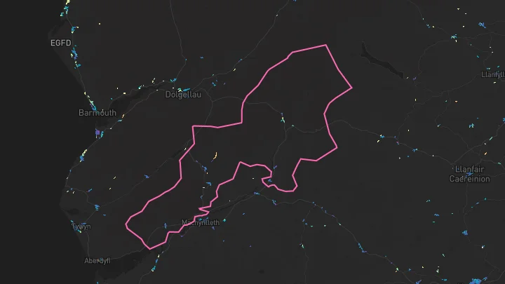 House price heatmap showing property values across Corris