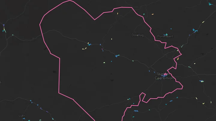 House price heatmap showing property values across Llanfair Caereinion