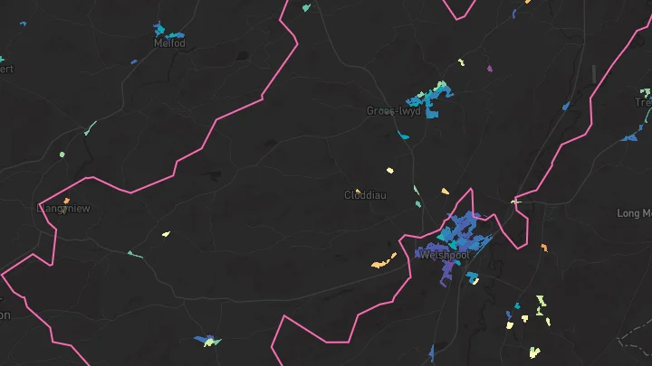 House price heatmap showing property values across Guilsfield