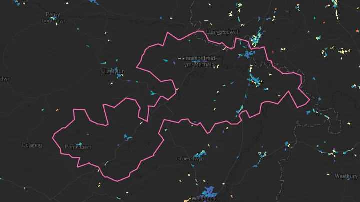 House price heatmap showing property values across Four Crosses