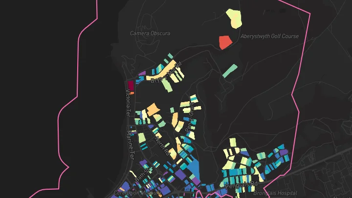 House price heatmap showing property values across Aberystwyth