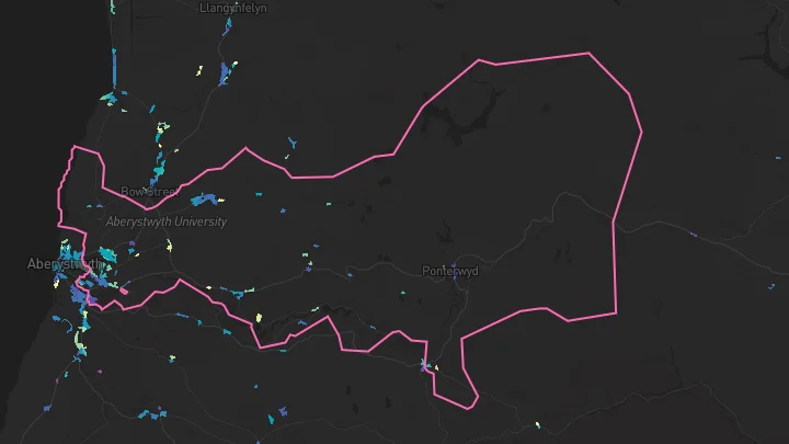 House price heatmap showing property values across Llanbadarn Fawr