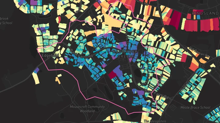 House price heatmap showing property values across Shrewsbury