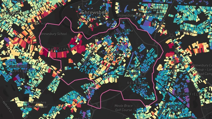 House price heatmap showing property values across Shrewsbury