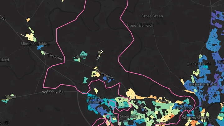 House price heatmap showing property values across Shrewsbury