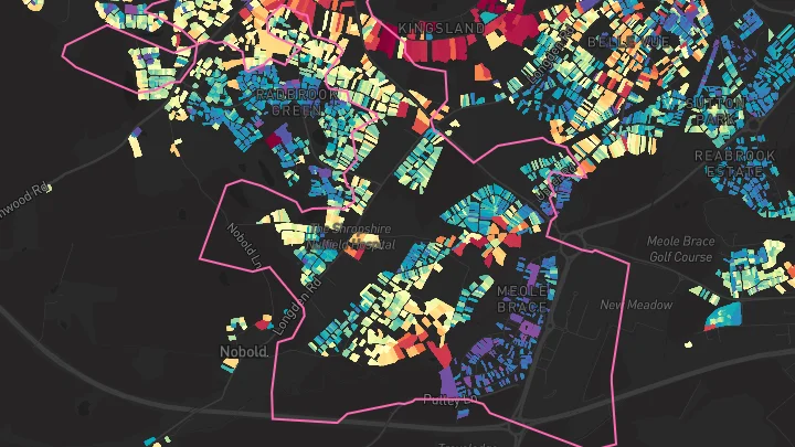 House price heatmap showing property values across Shrewsbury