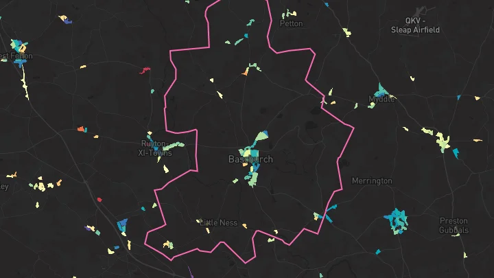 House price heatmap showing property values across Baschurch