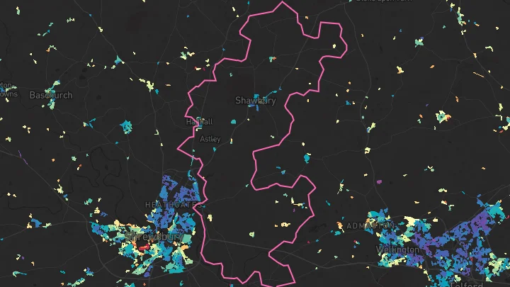 House price heatmap showing property values across Shawbury