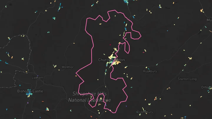 House price heatmap showing property values across Church Stretton