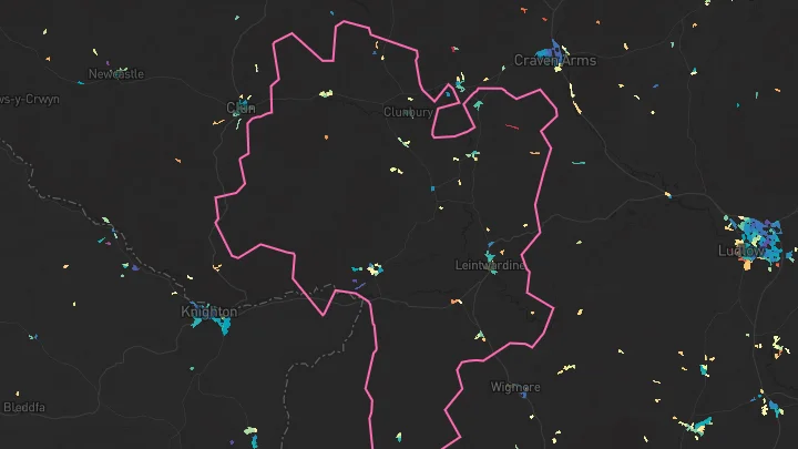 House price heatmap showing property values across Leintwardine