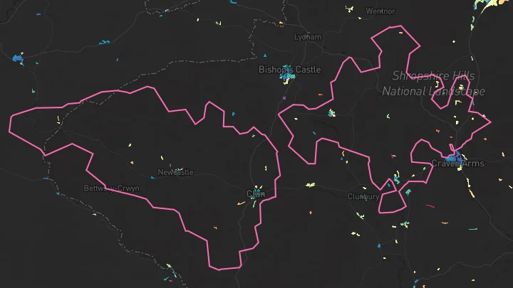 House price heatmap showing property values across Clun