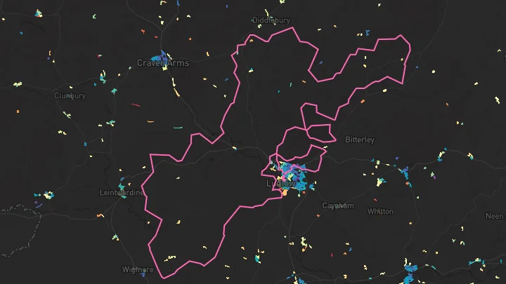 House price heatmap showing property values across Ludlow